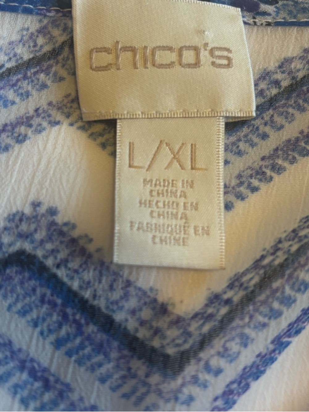 Chico's Blue and White Chevron Swim Coverup, size L/XL - Picture 7 of 7